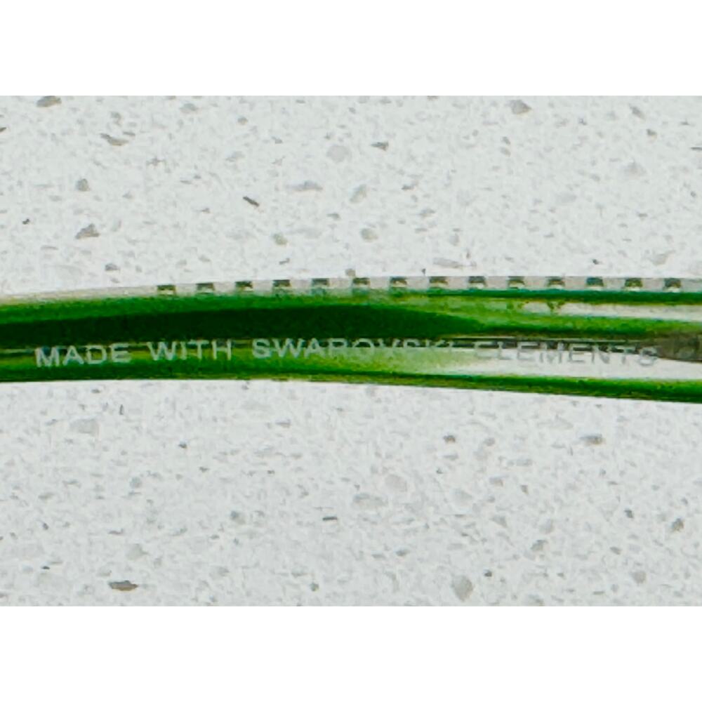 Jimmy Crystal New York White Cat Eye Sunglasses Swarovski Crystal Green Temples - Picture 4 of 5